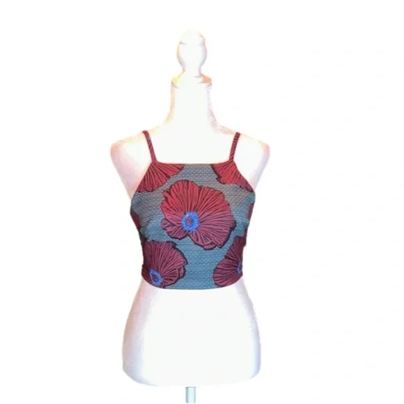 TOPSHOP Floral Crop Halter Top Size 4 - Picture 3 of 8